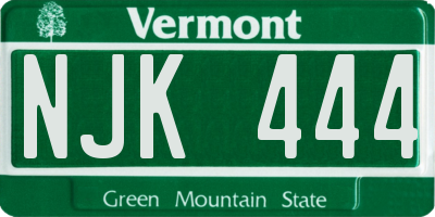 VT license plate NJK444