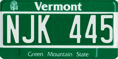 VT license plate NJK445