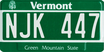 VT license plate NJK447