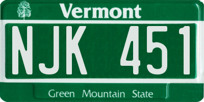 VT license plate NJK451