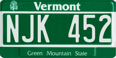 VT license plate NJK452