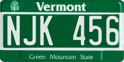 VT license plate NJK456
