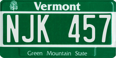 VT license plate NJK457