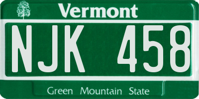 VT license plate NJK458