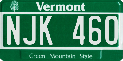 VT license plate NJK460