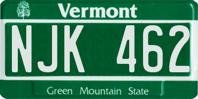 VT license plate NJK462