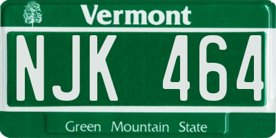 VT license plate NJK464
