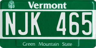 VT license plate NJK465