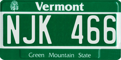 VT license plate NJK466