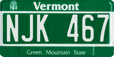 VT license plate NJK467
