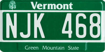 VT license plate NJK468
