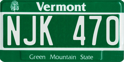 VT license plate NJK470