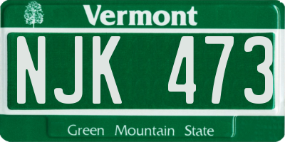 VT license plate NJK473