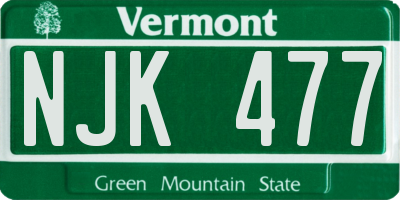 VT license plate NJK477