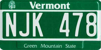 VT license plate NJK478