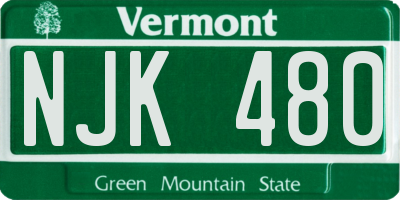 VT license plate NJK480