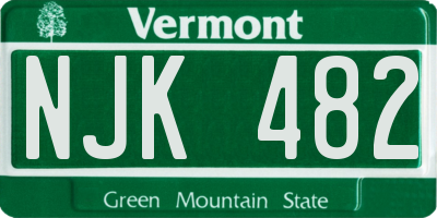 VT license plate NJK482