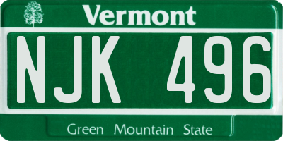 VT license plate NJK496