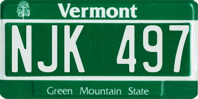 VT license plate NJK497