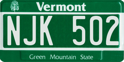 VT license plate NJK502