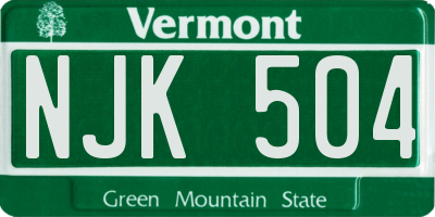 VT license plate NJK504