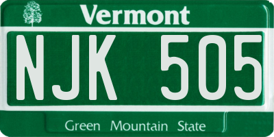 VT license plate NJK505