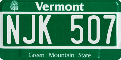 VT license plate NJK507