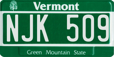 VT license plate NJK509