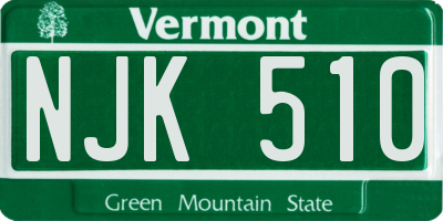 VT license plate NJK510