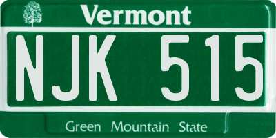 VT license plate NJK515