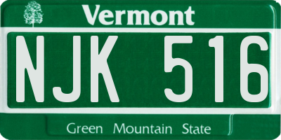 VT license plate NJK516