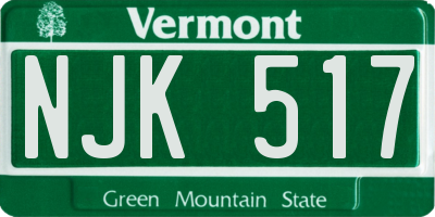 VT license plate NJK517