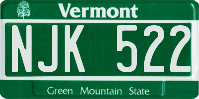 VT license plate NJK522