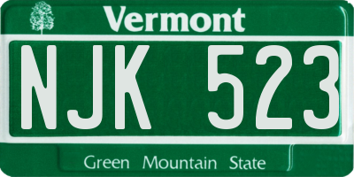 VT license plate NJK523