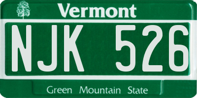 VT license plate NJK526