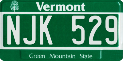 VT license plate NJK529