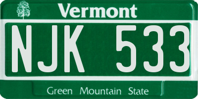 VT license plate NJK533