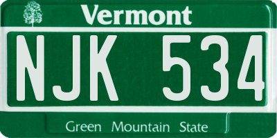 VT license plate NJK534