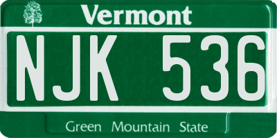 VT license plate NJK536