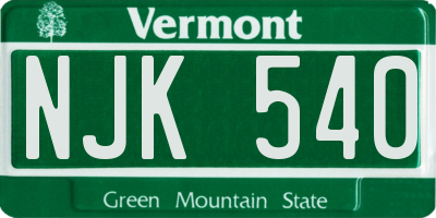 VT license plate NJK540