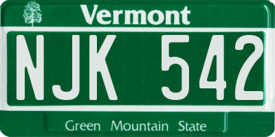 VT license plate NJK542