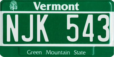 VT license plate NJK543