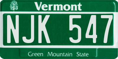 VT license plate NJK547