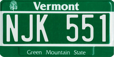 VT license plate NJK551