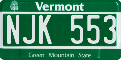 VT license plate NJK553