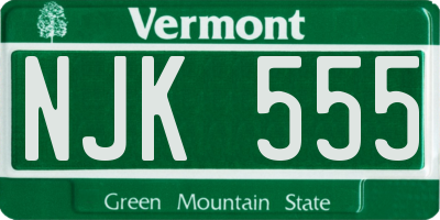 VT license plate NJK555