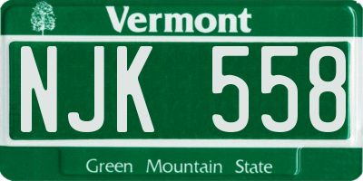 VT license plate NJK558