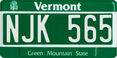 VT license plate NJK565