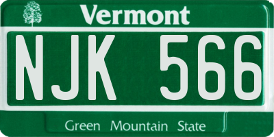 VT license plate NJK566