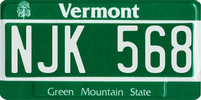 VT license plate NJK568